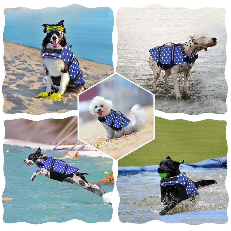 Dogcheer Ripstop Dog Life Jacket, Reflective & Adjustable Dog Swim Life Vest for Swimming Boating, Puppy Life Jacket Pet Floatation Vest PFD with Rescue Handle for Small Medium Large Dogs XX-Small(Chest Girth 28-35cm/11-13.78") Blue dot - PawsPlanet Australia