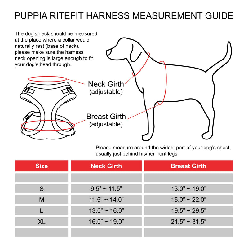 [Australia] - Puppia Authentic RiteFit Harness with Adjustable Neck Red Medium 