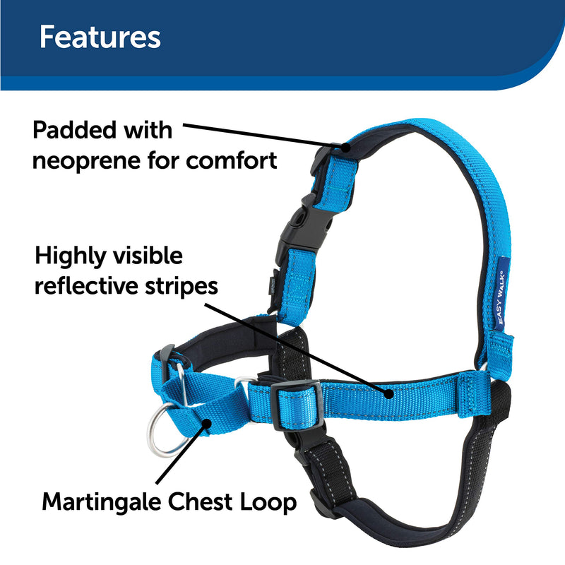 PetSafe, Easy Walk Deluxe Harness/leash, No pull, Training, Adjustable for small/medium/large dogs Medium, Ocean Blue, 1.8 m - PawsPlanet Australia