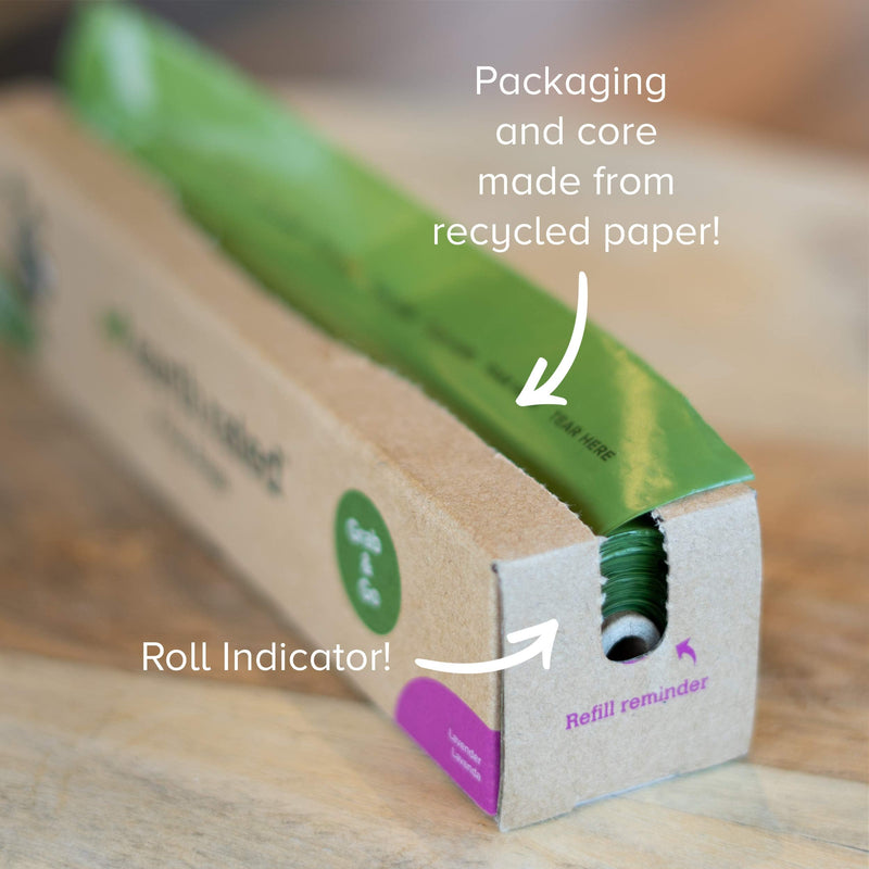 Earth Rated Dog Poop Bags, Dog Waste Bags on a Large Single Roll, Grab and Go, Guaranteed Leak-proof, Great for Backyard Pickups, Each Poop Bag Measures 8 x 13 Inches 100 Bags Lavender-Scented - PawsPlanet Australia