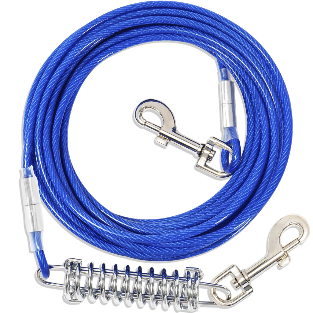 Yard Leash for Dogs with Shock-Absorbing, 3-15m Yard Leash Tie Out Lines, Tie Out Cables for Dogs Yard Leash (Blue, 3m) 3m Blue - PawsPlanet Australia