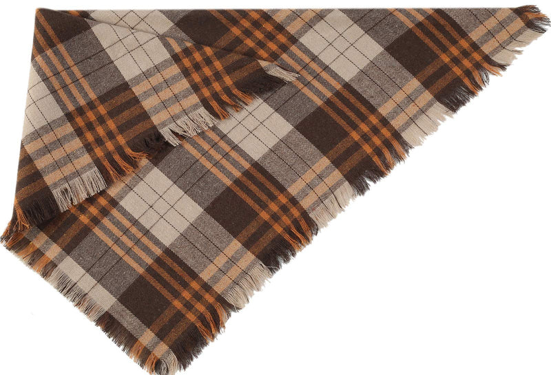 [Australia] - Pawskido Fall Dog Bandana, Set of 2 Washable Reversible Square Plaid Pet Kerchief Scarf 