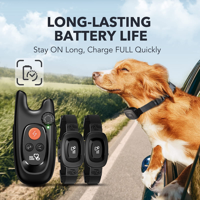 DOG CARE Dog Training Collar with Remote - Rechargeable Dog Shock Collar with Beep, Vibration and Adjustable Shock Level, 2 Receivers Dog Training Collars for Dogs - PawsPlanet Australia