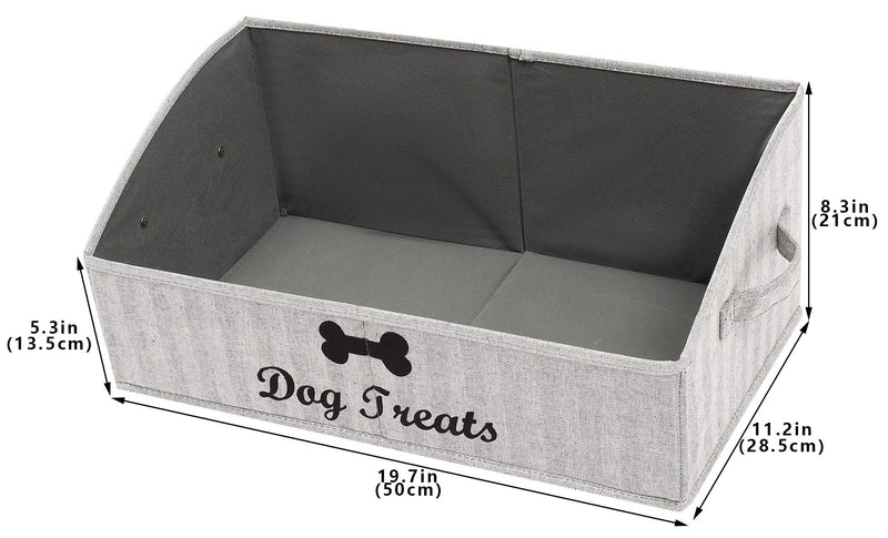 Geyecete Large Dog Treats Basket- Foldable Fabric Trapezoid Organizer Boxes with Cotton Rope Handle, for Dogs Treats Storage, Snacks in bags, plastic cans (Striped Gray-DOG) "Dog Treats" Striped Gray - PawsPlanet Australia