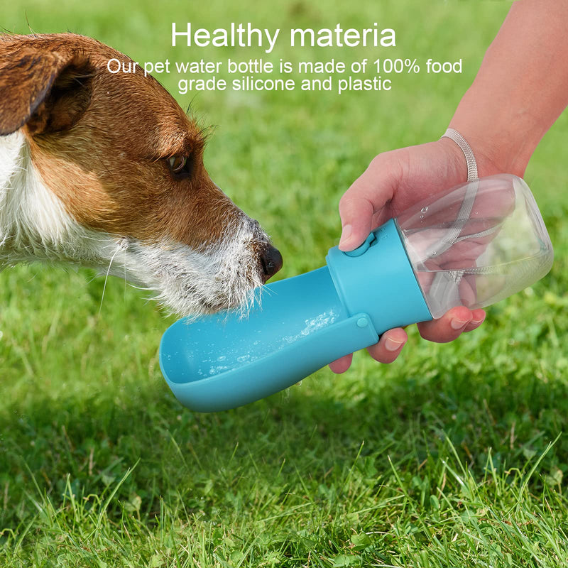 Gezimetie Dog Water Bottle - Foldable Dog Water Dispenser for Walking with Dog Waste Bag, Portable Pet Water Bottle for Travel, BPA Free Water Bottle for Cat, Rabbit,Puppy and Other Animal 280ML Blue - PawsPlanet Australia