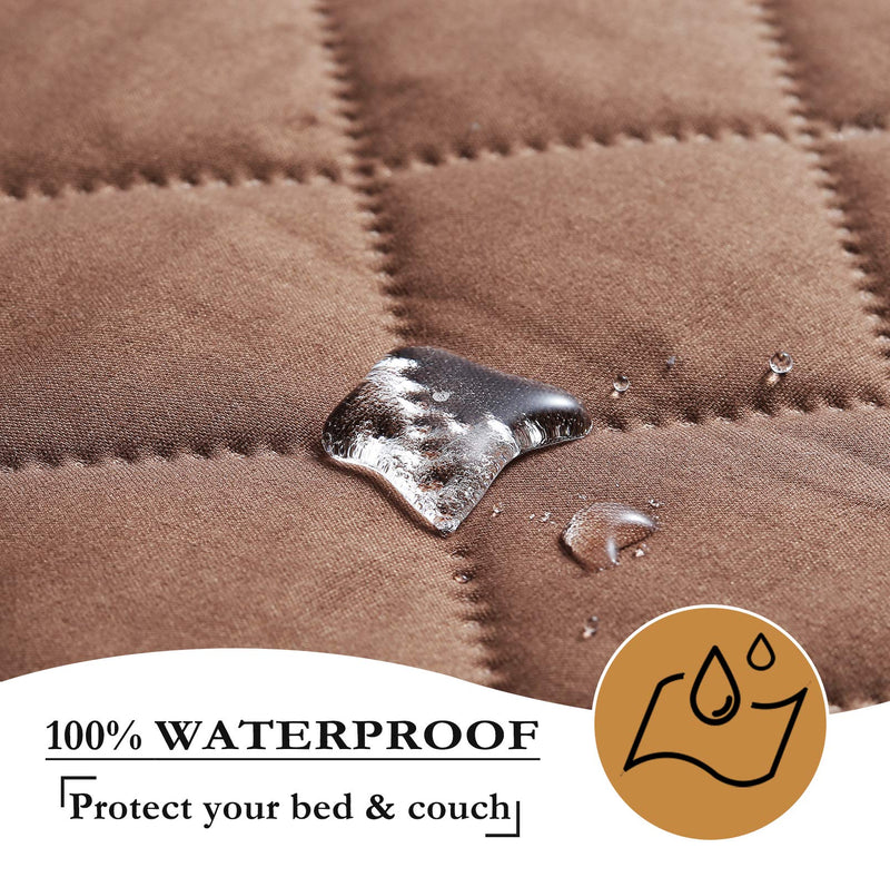 Snagle Paw Waterproof Dog Couch Cover,Washable Puppy Pad,Reusable Dog Bed Cover with Non-Slip Back,Pet Furniture Bed and Sofa Cover,Water-Resistant Pee Pads for Dogs 52"x82" Coffee - PawsPlanet Australia