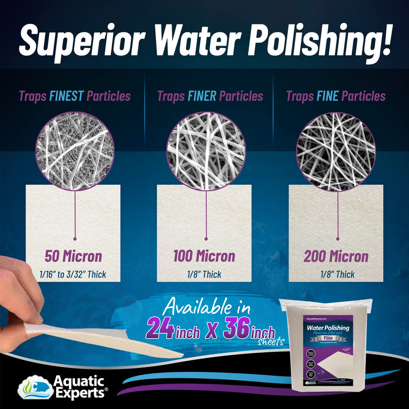 Polishing Filter Pad - Superior Polishing Pad for Aquarium - Cut to Fit 24" by 36" Media for Fresh Water & Saltwater Fish Tanks and Terrariums - Made in USA 1 pack 50 Micron - PawsPlanet Australia