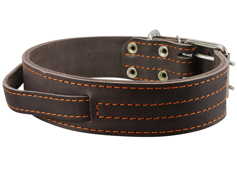 [Australia] - Dogs My Love Brown Genuine Leather 27"x1.75" Wide Handle Collar Fits 20"-24" Neck X-Large Great Dane Mastiff 