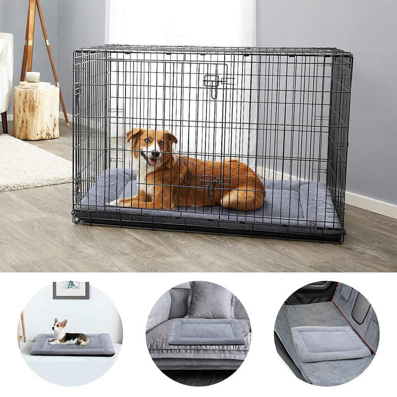 Super Soft Pets GO Fur Dog Crate Bed Super Plush for Dog Bed Mat Machine Wash & Dryer Friendly Dog Cushion for Kennel Pad 22in Grey - PawsPlanet Australia