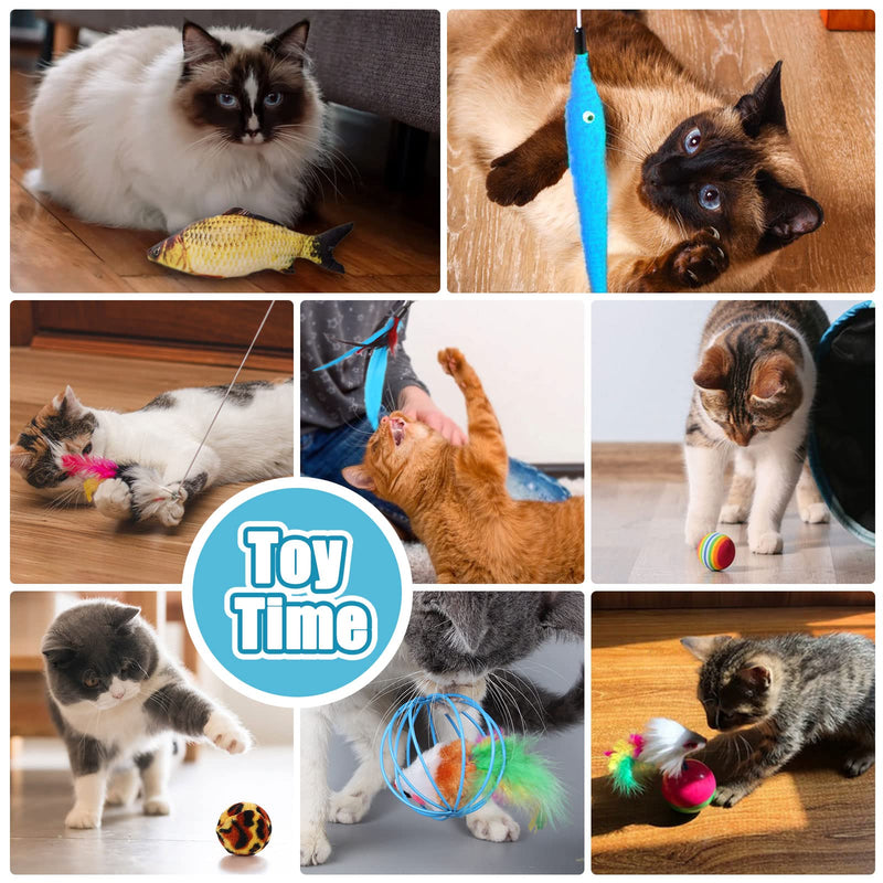 JOTOL cat toy set with cat tunnel, 39 pieces cat toys including balls, feather toys for cats, plush toys, toy mice, cat toy variety pack for kitty cats - PawsPlanet Australia