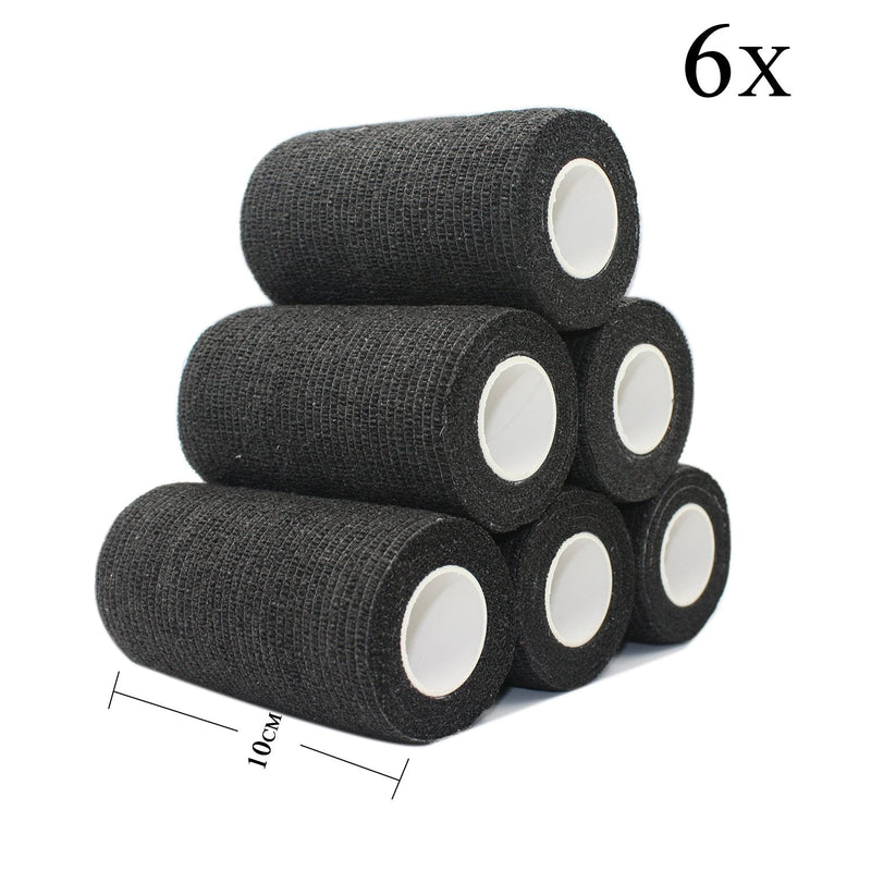 STpro Crepe Bandage 10cm x 6 Rolls Black Elastic Bandage Cohesive Bandages Waterproof Bandage Vet Wrap Support Bandage Cohesive Support Bandage Vets Tape Self Adhesive Bandage - PawsPlanet Australia