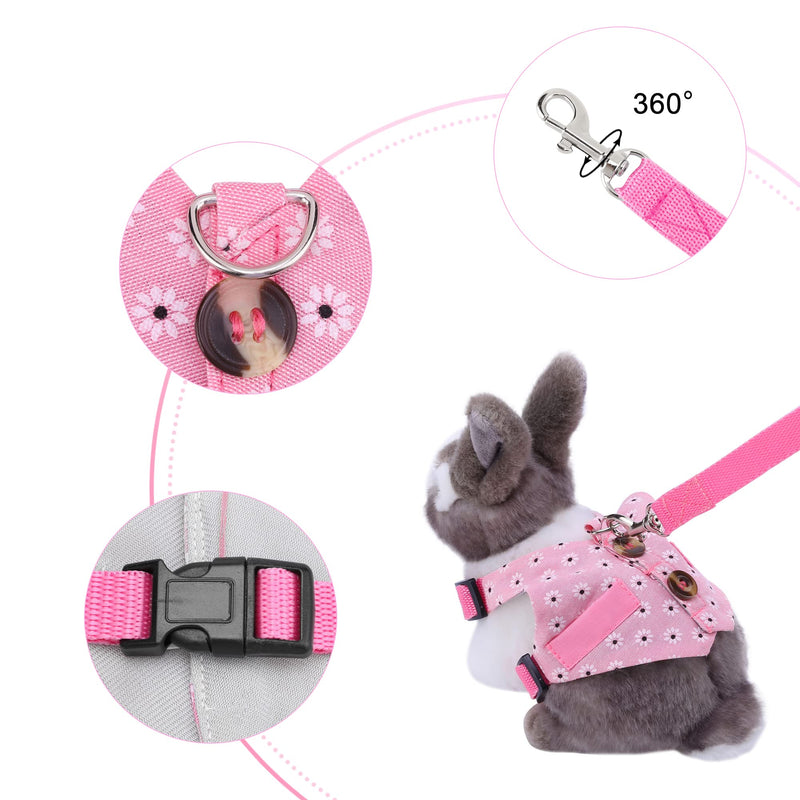 Filhome Rabbit Vest Harness and Leash Set Formal Suit Style Bunny Harness Adjustable Soft Harness with Button Decor for Rabbit Ferret Bunny Kitten Guinea Pig Small Animal Walking S Pink - PawsPlanet Australia