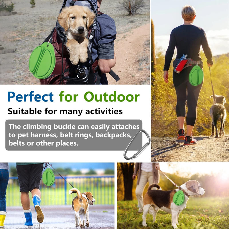 SLSON Collapsible Dog Bowl Portable Dog Bowl 800ml 2 in 1 Dog Food Water Bowl with Carabiner Foldable Pet Travel Bowl for Outdoor Activity, Green - PawsPlanet Australia