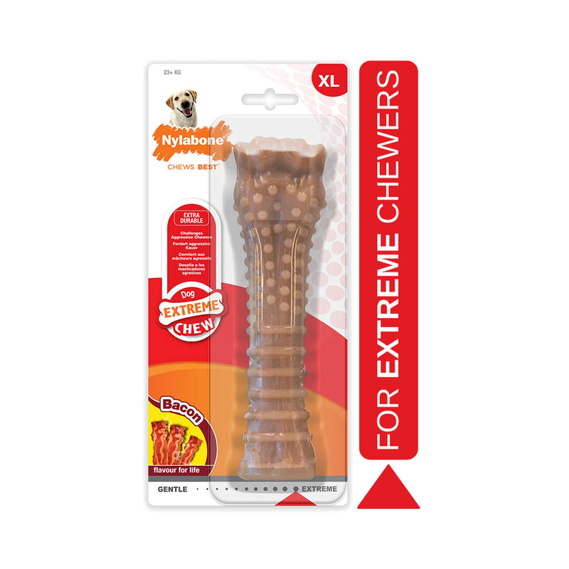 Nylabone Dura Chew Extreme Tough Dog Chew Toy Bone, Bacon Flavour, XL, for Dogs over 23 kg - PawsPlanet Australia