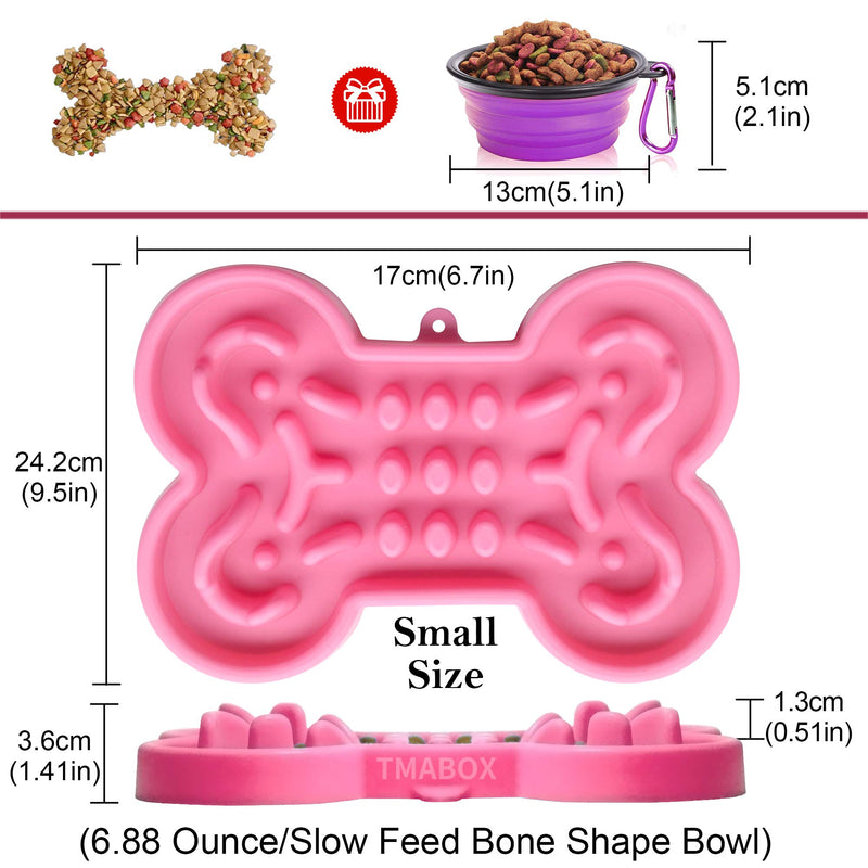 [Australia] - TMABOX Slow Feeder Dog Bowl,Fun Feeder Dog Cat Bowls, Stop Bloat Dog Puzzle Maze Bowl,Food Grade Elastic Silicone, High-Strength Tearing, No Deformation, Easy to Clean, Dishwasher Available Small Dog Pink Silicone 