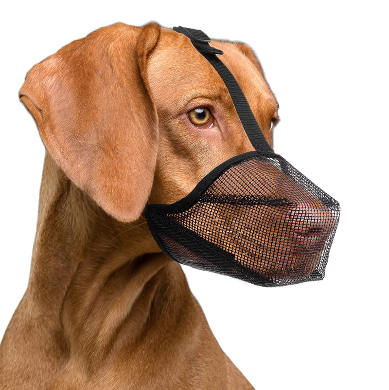 ILEPARK Dog Muzzle with Rounded Mesh, Breathable Muzzle for Small, Medium and Large Dogs, Prevents Eating, Biting and Chewing (M, Black) M - PawsPlanet Australia
