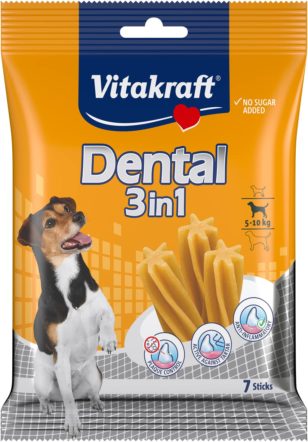 Vitakraft Dental 3in1, dog dental care snack, S, 5 to 10 kg (1x 7 pieces) Small dogs 7 pieces (pack of 1) - PawsPlanet Australia