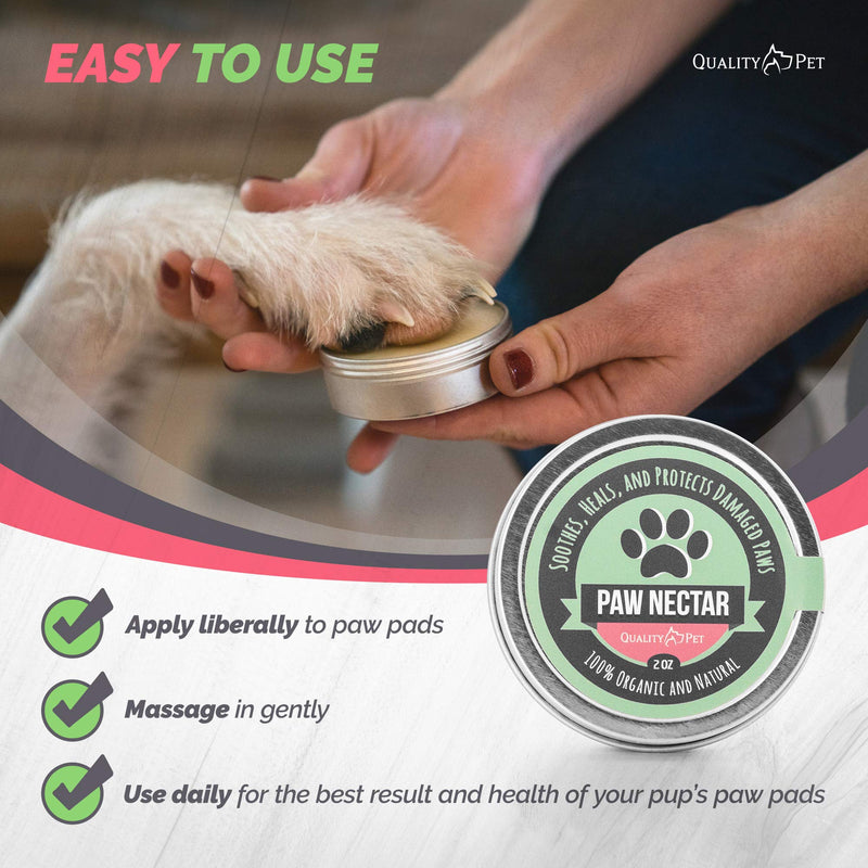 Paw Nectar Dog Paw Balm - Heals, Repairs & Restores Dry, Cracked & Damaged Paws - 100% Organic & Natural Cream Butter, Wax, Moisturiser & Protection for Dog Feet & Foot Pads - Effective & Safe - 2 Oz - PawsPlanet Australia
