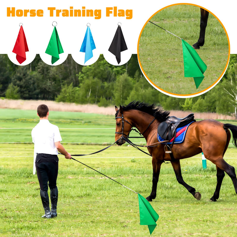 Horse Training Flag 4 Pieces Horse Training Equipment Horsemanship Nylon Flag (Red, Black, Green, Blue) Red, Black, Green, Blue - PawsPlanet Australia