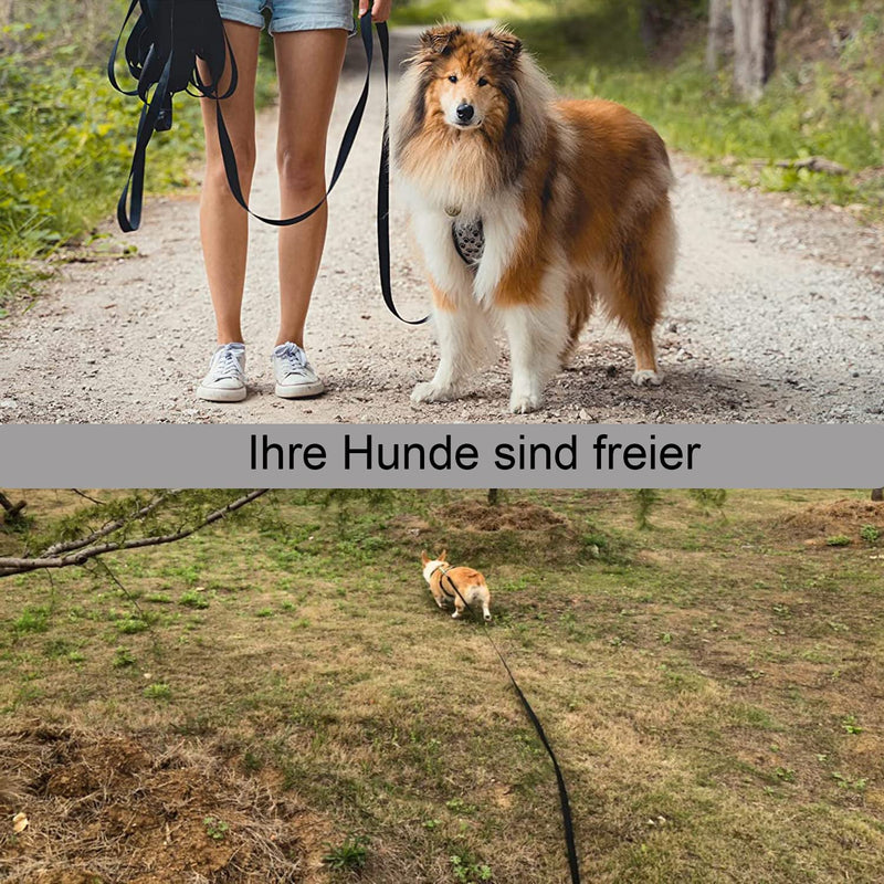 Towing leash for dogs, 10 m robust nylon dog leash, durable training leash with D-carabiner and hand strap for large, medium, small dogs, black - PawsPlanet Australia