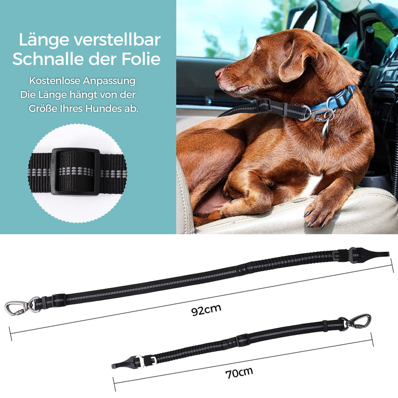 EVANGTOR dog car seat belt, car seat belt for seats and trunk, dog belt for the car, suitable for all dog breeds, with night reflective strips and emergency damping cord - PawsPlanet Australia