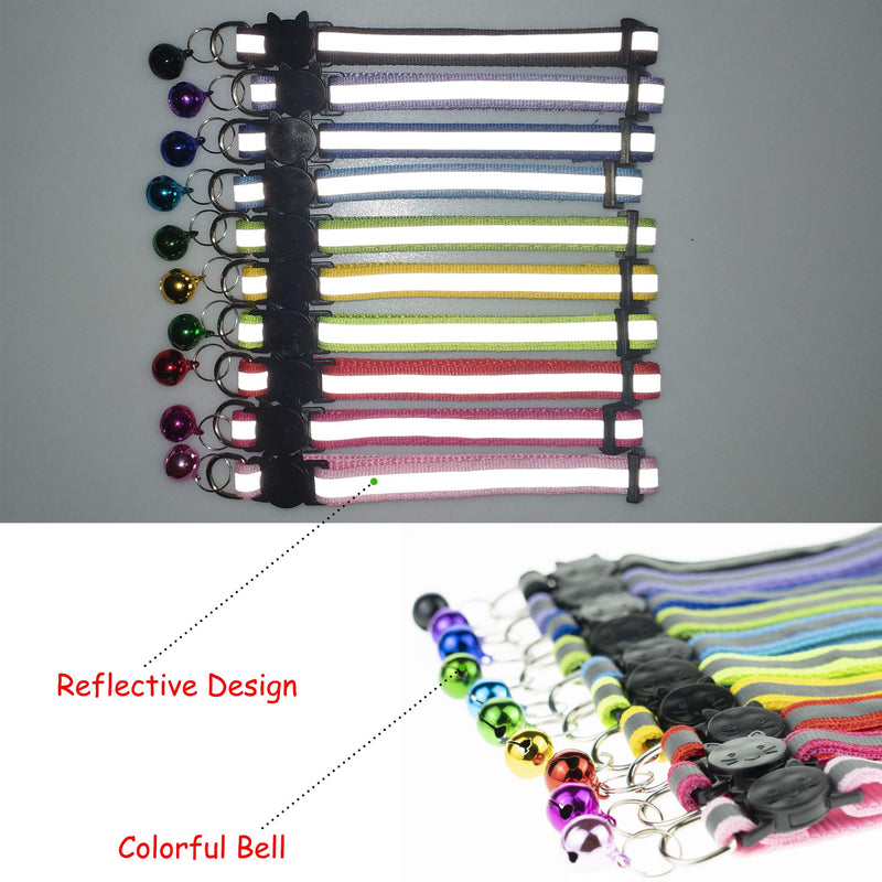 [Australia] - D-buy Multi-Colored Cat Collars, Cat Collars with Bell, Breakaway Cat Collars, Reflective Nylon Cat Collars 6 Collars(6 Colors) 