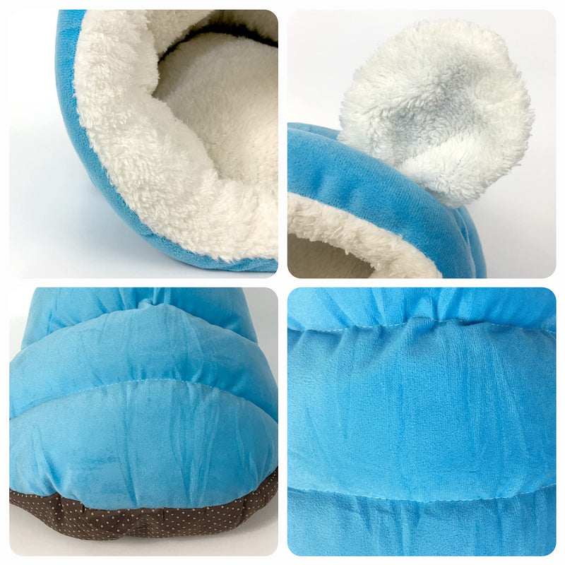 Tierecare Guinea Pig Hideout Fleece Rabbit Bed House Cute Cage Accessories Cozy Hide-Out for Bunny Hamster Hedgehog Ferret Chinchilla Small Animals Blue - PawsPlanet Australia