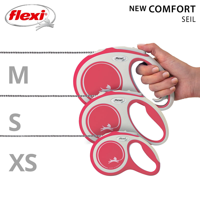flexi dog leash, extendable, with soft handle, 3 m / 5 m / 8 m / 8 m / 8-20 kg, red, small, 4000498042823 - PawsPlanet Australia
