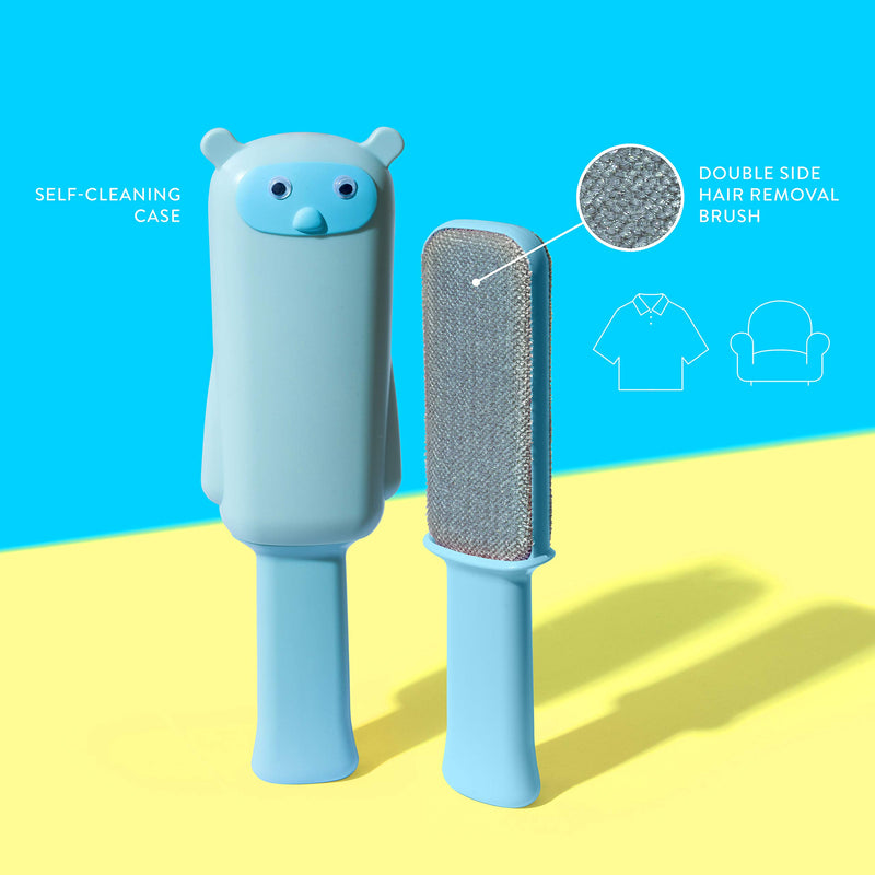 Pet Hair Remover Set (2 Pack) for Dog, Cat, Rabbit Fur - Self Cleaning Reusable Double Sided Brush + Travel Roller - Removes Dog, Cat, Small Animal Hair Light Blue - PawsPlanet Australia