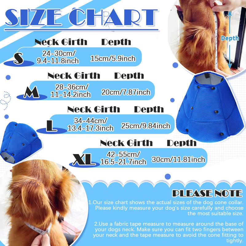 Neck brace for dogs, neck brace for cats, protective collar for dogs, breathable dog collar for small, medium and large dogs, adjustable dog recovery collar after surgery, light E-collar M (neck: 28-36cm/11-14.2in) blue - PawsPlanet Australia
