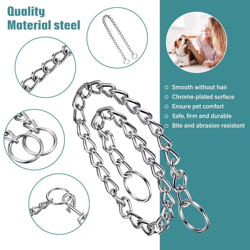 Metal Dog Collar Dog Chain Collars Steel Dog Choke Chain Collar Slip Collar Pet Training Walking Choker 3 mm x 55 cm 55 cm (Pack of 1) - PawsPlanet Australia