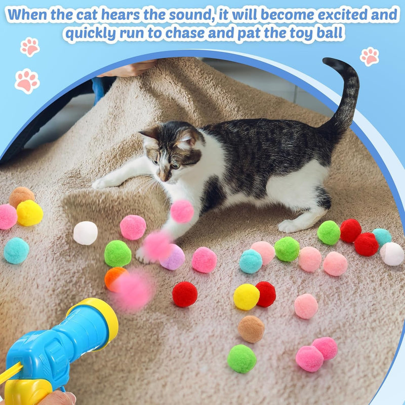 wosynm Cat Toy 50 Balls, Interactive Cat Toy, Cat Toy Ball Cat Toy Interactive Toy for Cats and Kittens, Silent Cat Toy for Indoor Cats - PawsPlanet Australia