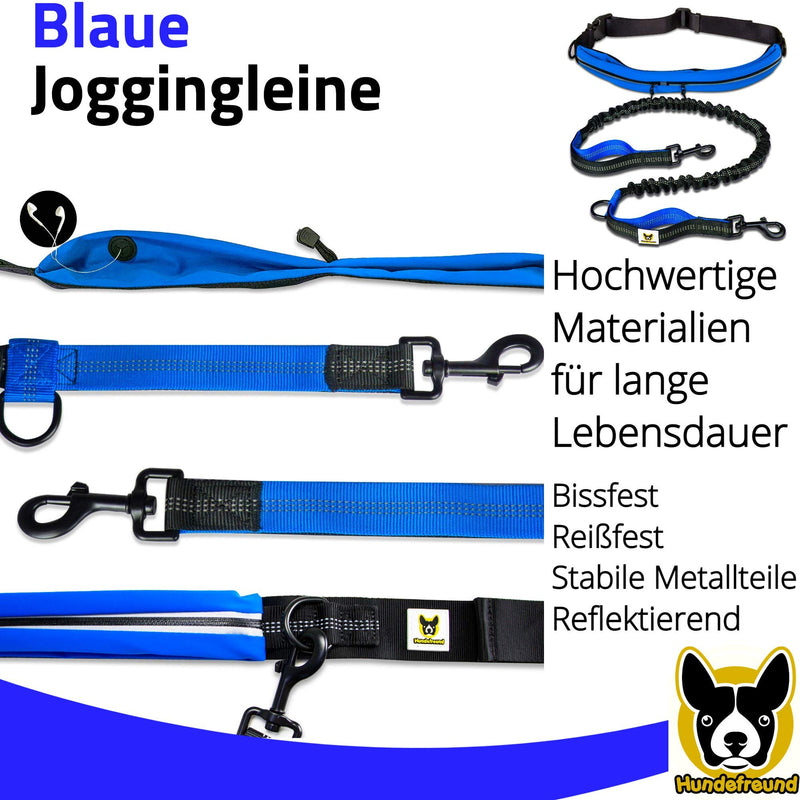 Dog lover jogging leash with waist belt | Blue hands-free leash with stretch and shock absorption for medium and large dogs | Free your hands for jogging bike stroller sports - PawsPlanet Australia