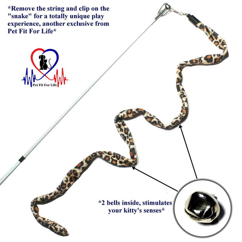 [Australia] - Pet Fit For Life 3 Piece Dual Rod Feather Teaser and Exerciser with a Slithering Snake for Cat and Kitten - Cat Toy Interactive Cat Wand… 