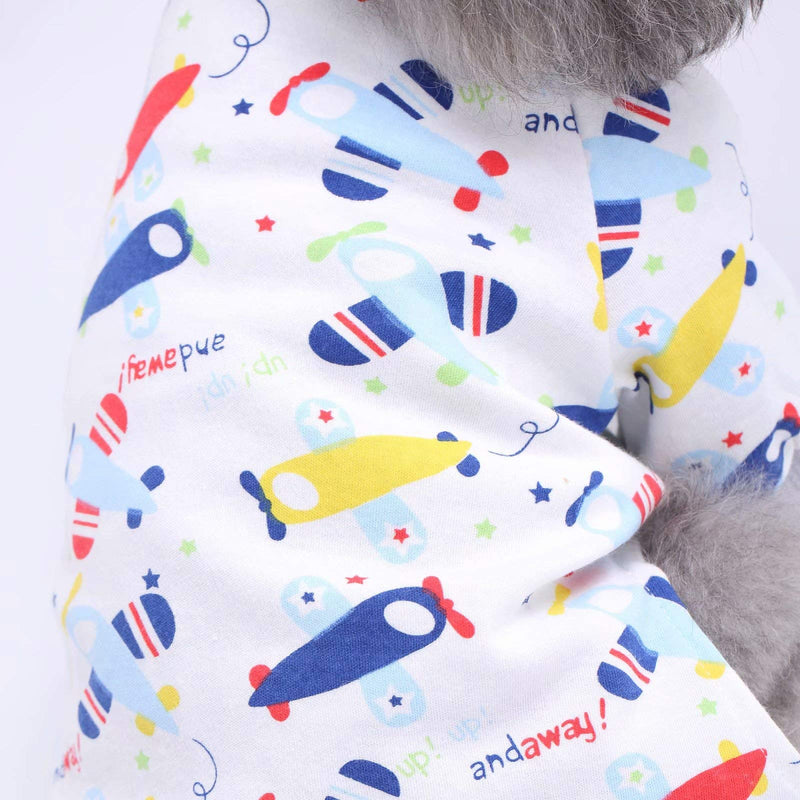 [Australia] - Zoyee Cotton Dog Pajamas Puppy Jumpsuit Dog Shirt for Small Medium Dogs Cats Large(Back 11.8" Chest 16.5") Plane 