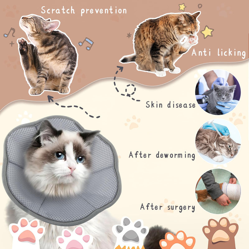 FainFun Neck Collar for Pets, Elizabethan Collar Cat, Adjustable Protective Collar, Prevent Licking/Biting Wounds, Suitable for Kittens, Puppies, Rabbits, Neck Circumference 15-21 cm (S) - PawsPlanet Australia