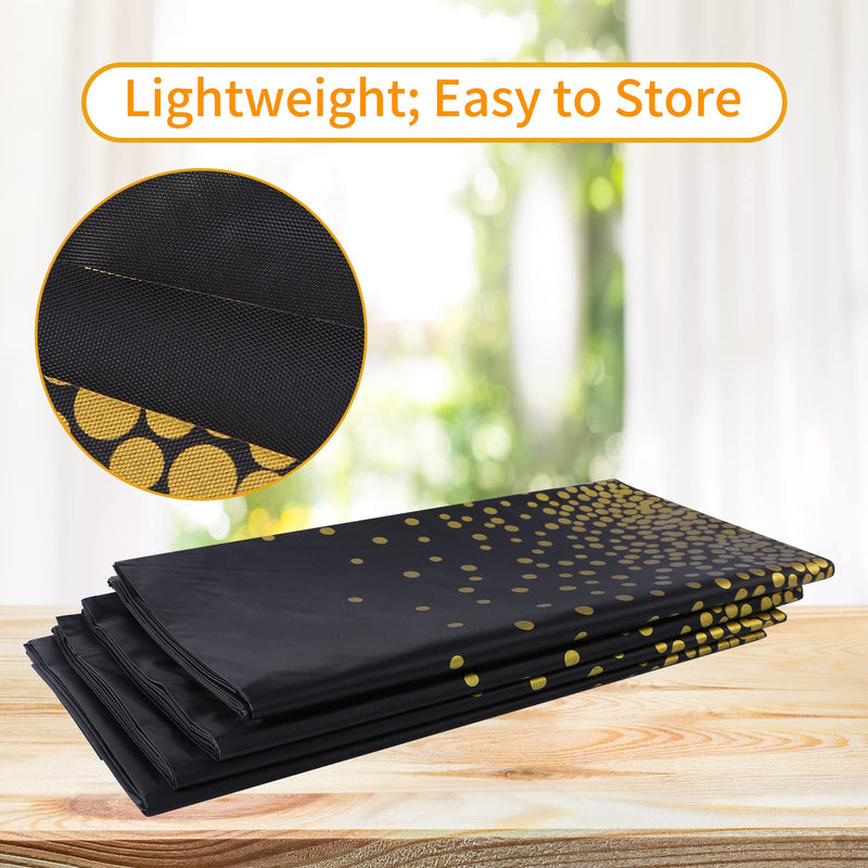 4 Pack 54" x 108" Inch Black and Gold Disposable Plastic Tablecloths for Rectangle Table Cover with Gold Dot Confetti for Parties Thanksgiving Christmas, Graduation and Birthday - PawsPlanet Australia