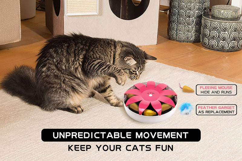 [Australia] - WINGPET Interactive Electronic Cat Toy with Magnetic Mouse Automatic Spinning, Funny Chasing Teaser, Stimulate Cat's Senses and Hunting Instincts PINK 