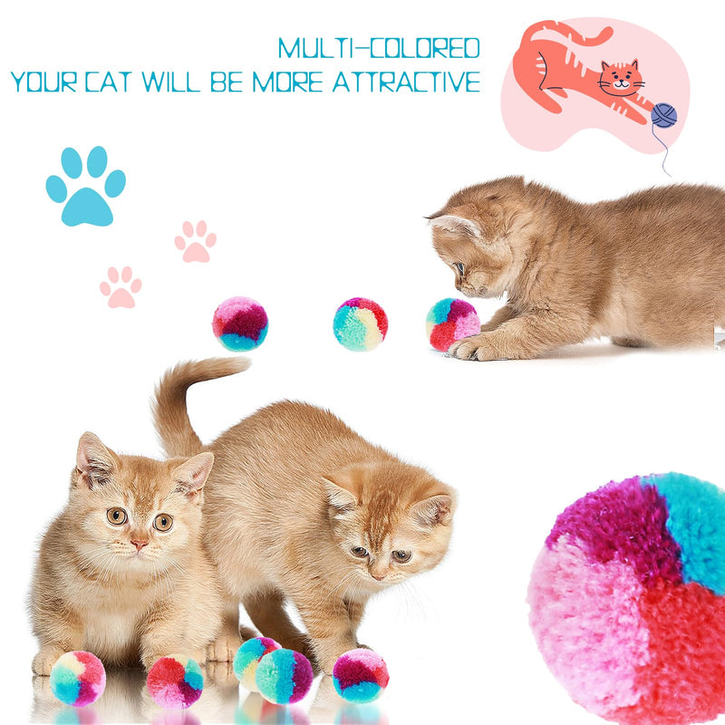 Amaxiu 3 cm colorful cat pom pom ball toy, 20 pieces rainbow cat toy balls, soft plush cat ball, interactive toy, training ball toy for indoor cats, kittens, practicing playing - PawsPlanet Australia
