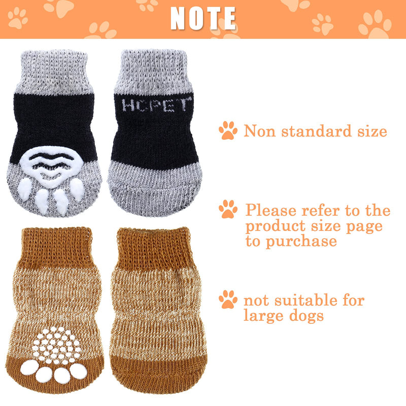 Frienda 8 Pieces Pet Knit Socks Anti-Slip Dog Cat Socks Adjustable Paw Protector for Small Puppies and Kittens Traction Control S Black-Grey, Khaki - PawsPlanet Australia