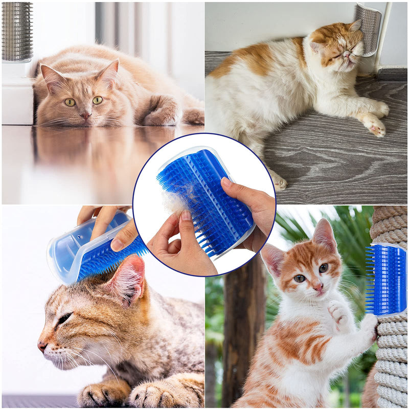 2 Pieces Cat Self Groomer and 8 Pieces Spring Cat Toys Cats Corner Massage Comb Kitten Grooming Massage Brush Tool Wall Corner Cat Scratcher Comb for Short Long Fur Cats Pets - PawsPlanet Australia