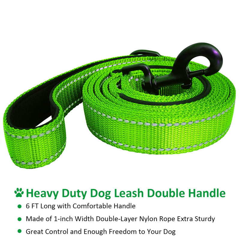 [Australia] - DOGSAYS Dog Leash 6ft Long - Traffic Padded Two Handle - Heavy Duty - Double Handles Lead for Training Control - 2 Handle Leashes for Large Dogs or Medium Dogs - Reflective Pet Leash Dual Handle Light Green 