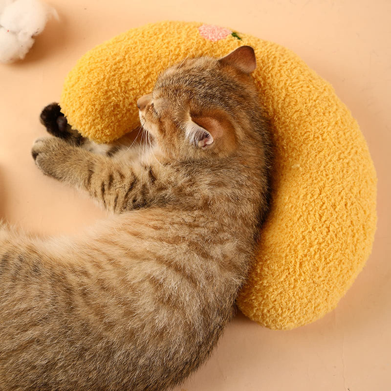 Little Pillow for Cats, Ultra Soft Fluffy Pet Calming Toy Half Donut Cuddler for Joint Relief Sleeping Improve Machine Washable Ginger - PawsPlanet Australia