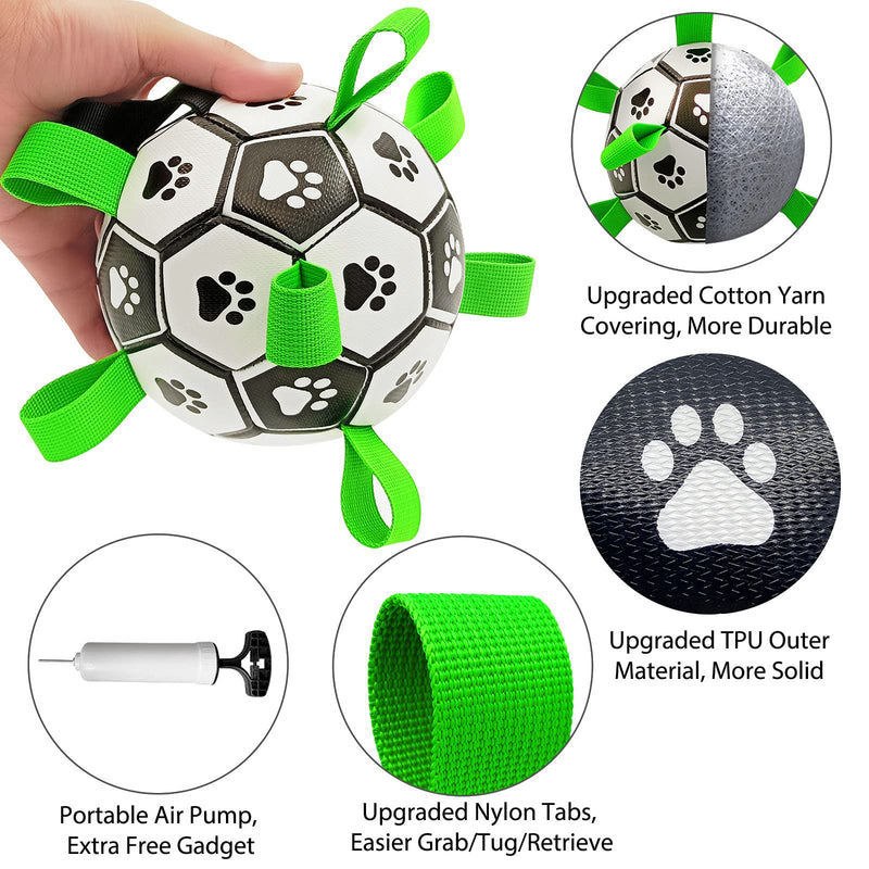 CFinke Dog Soccer Ball with Tabs and 3 Chew Balls for Treat Dispensing & IQ Training, Interactive Dog Toys for Small & Medium Dogs, Durable Tug Fetch Toy Herding Dog Ball for Yard Park Water, 4 Pack 4 Pack Dog Balls - PawsPlanet Australia