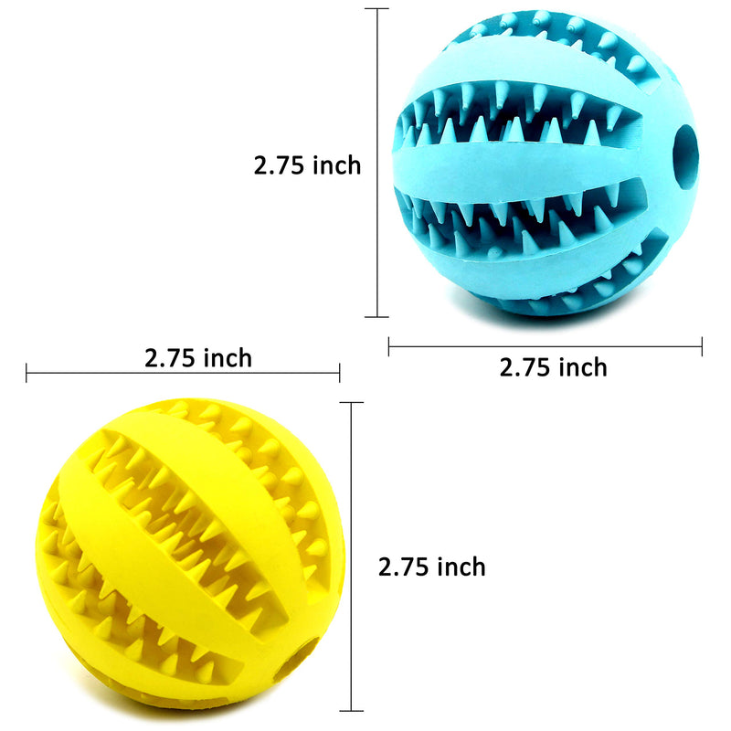 Youngever 2 Pack 7 cm Dog Ball Toys for Pet Tooth Cleaning, Chewing, Fetching, IQ Treat Ball Food Dispensing Toys (Large 2.75 inch) Large (Pack of 2) - PawsPlanet Australia