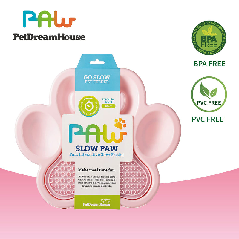 PetDreamHouse PAW 2-in-1 Slow Feeder Interactive Bowl with Removable Lick Mat - Pink - PawsPlanet Australia