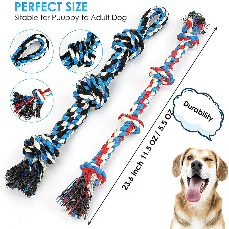 Zutesu Dog Chew Toy for Aggressive Chewer, Interactive Dog Rope Toys for Medium to Large Breed Dogs, Almost Indestructible Large Puppy Teething Chew Tug of War Toy for Training 2 Pack - PawsPlanet Australia