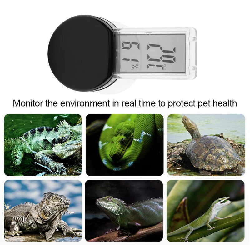 Zerodis Reptile Thermometer, Electronic Digital Pet Thermometer Hygrometer with Sucker Waterproof High LCD Display Humidity Temperature Monitor for Reptile Tanks Terrariums Vivariums(black) black - PawsPlanet Australia
