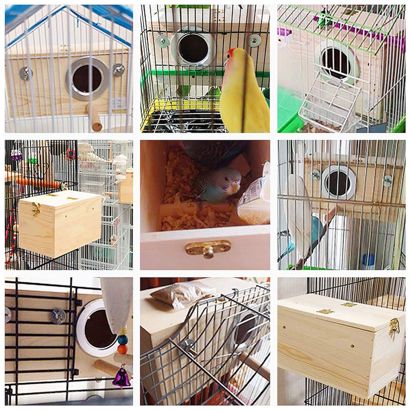 PETWAKEY-ST Birds Breeding Box,Wooden Parakeet Nesting Box Cage House with Coconut Fiber for Cockatiel Lovebirds Budgie Finch Canary (9.7”x5.1”x5.1”) - PawsPlanet Australia