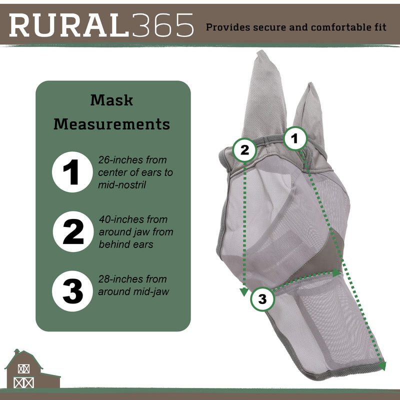 Rural365 Long Nose Horse Fly Mask - Draft Equine Fly Mask Horse Fly Mask, Horses Ear Covers Nylon Mesh Protector Mask Large - PawsPlanet Australia